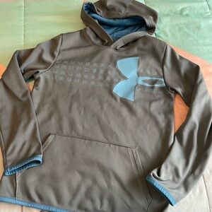 Under Armour Gray and Blue Sweatshirt with Hood and Logo